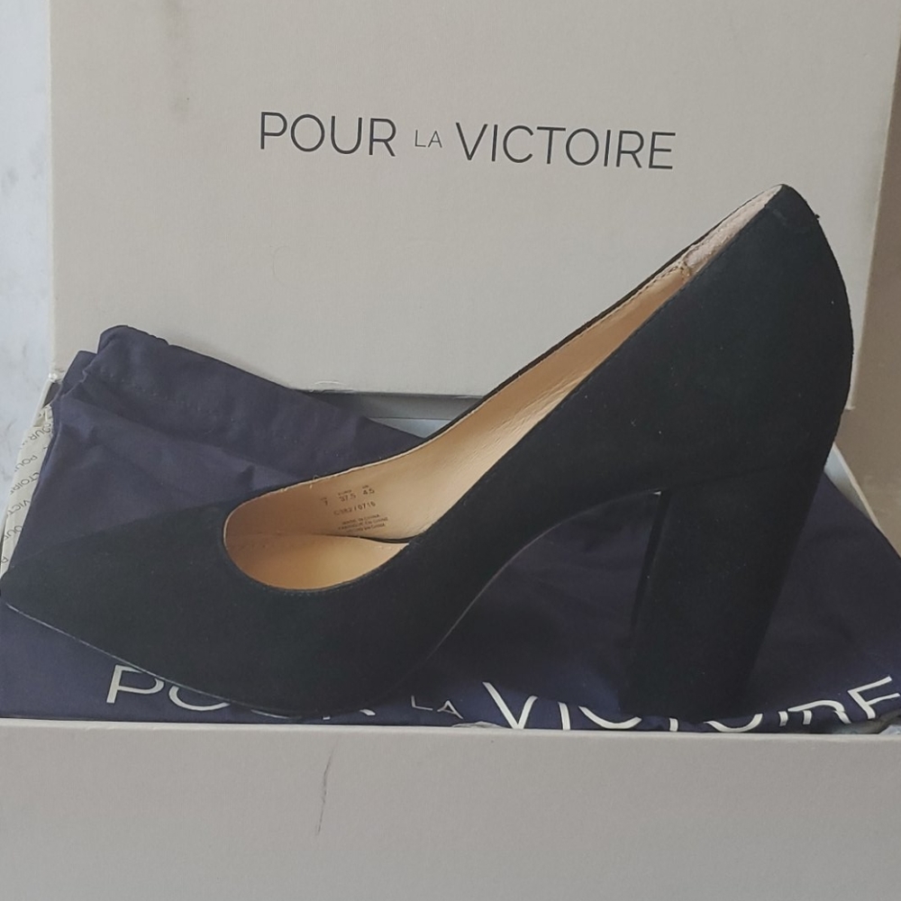 Pour la Victoire Black Suede Platform Heels